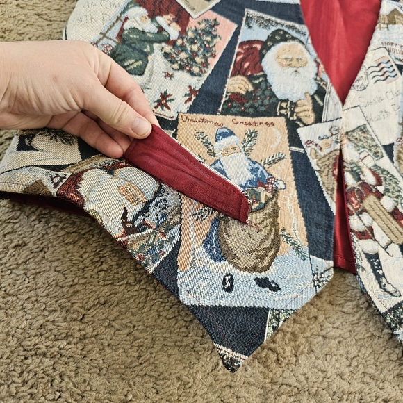 80's Vintage Santa Christmas Retro Needlepoint Tapestry Vest - Picture 5 of 9